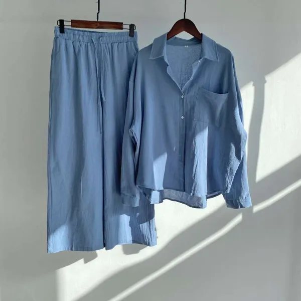 Sky_Blue_Cotton_Designer_Slacks_High_Waist_For_Women