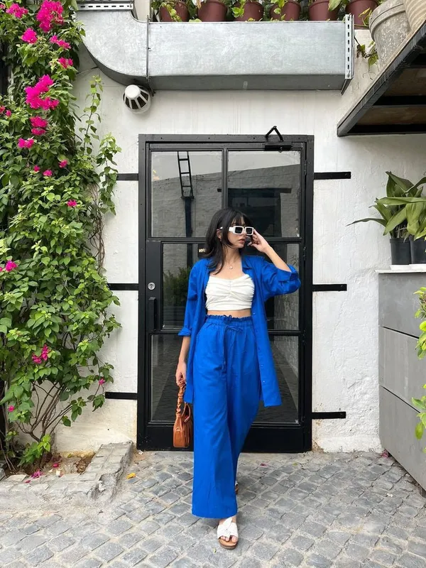 Hot_Blue_Cotton_Co-Ord_Set_For_Women