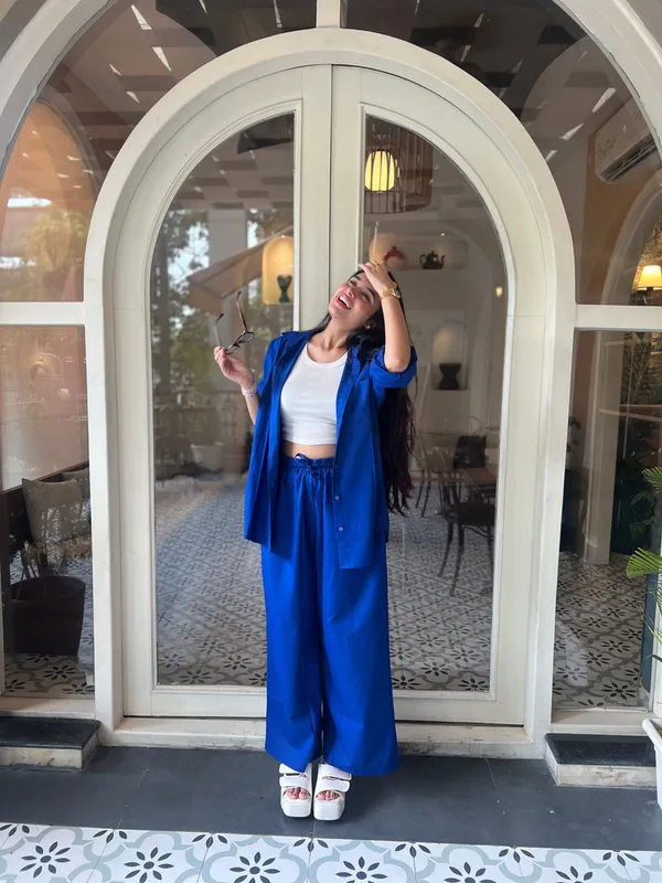 Hot_Blue_Cotton_Co-Ord_Set_For_Women