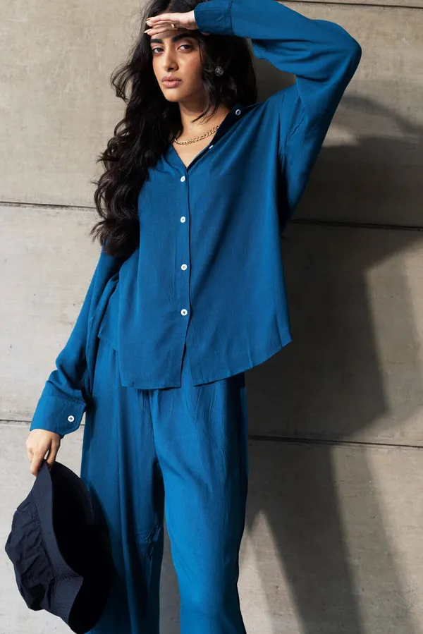 Teal_Blue_Cotton_Co-Ord_Set_For_Women