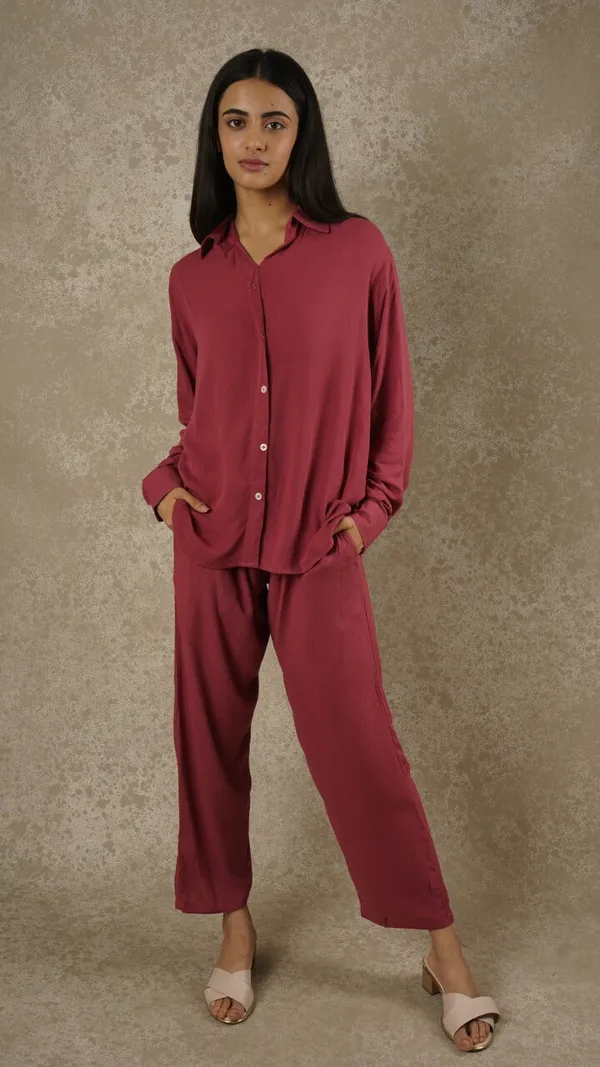 Hot_Pink_Cotton_Co-Ord_Set_For_Women