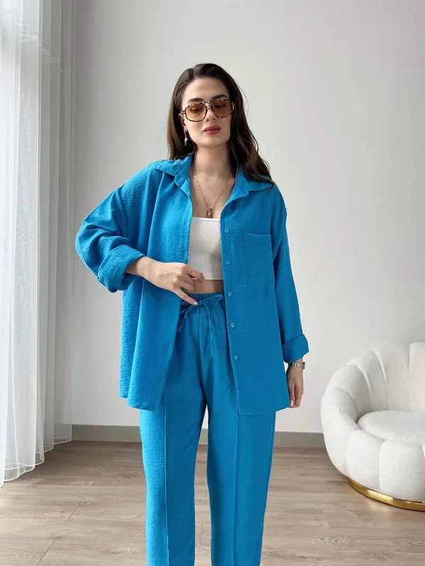 English_Blue_Cotton_Co-Ord_Set_For_Women