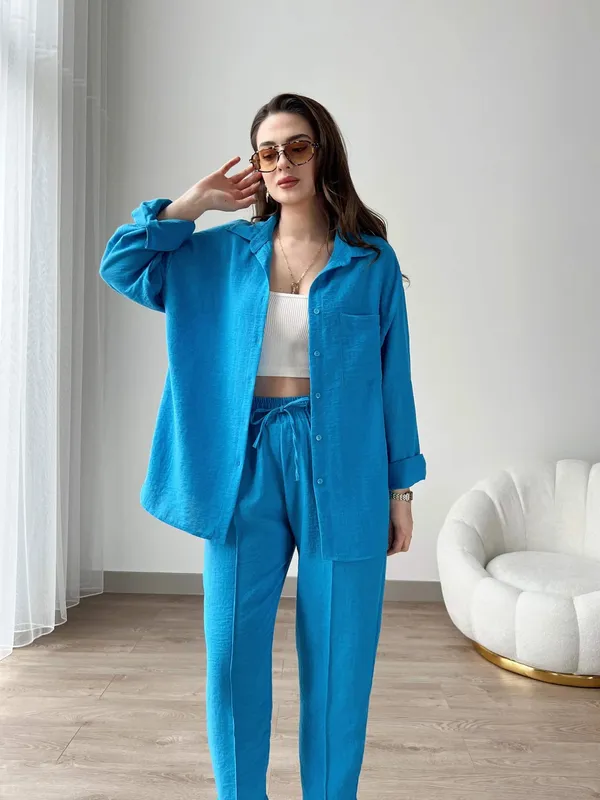 English_Blue_Cotton_Co-Ord_Set_For_Women
