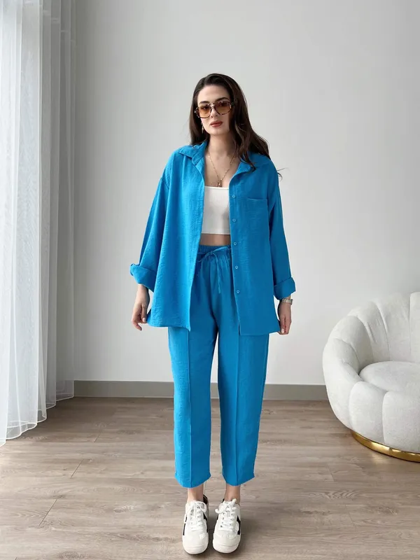 English_Blue_Cotton_Co-Ord_Set_For_Women