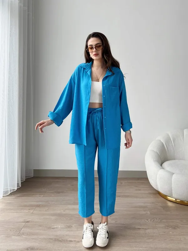 English_Blue_Cotton_Co-Ord_Set_For_Women