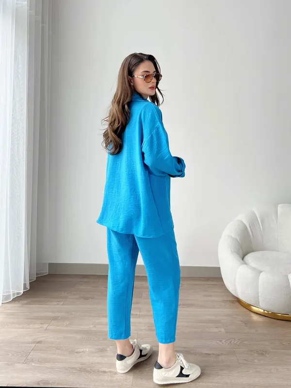 English_Blue_Cotton_Co-Ord_Set_For_Women