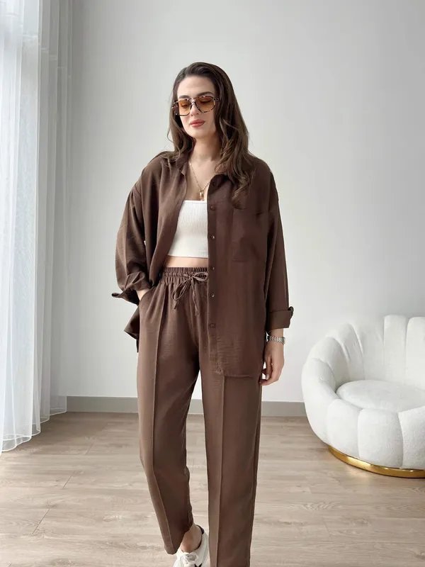 Coffee_Cotton_Co-Ord_Set_For_Women