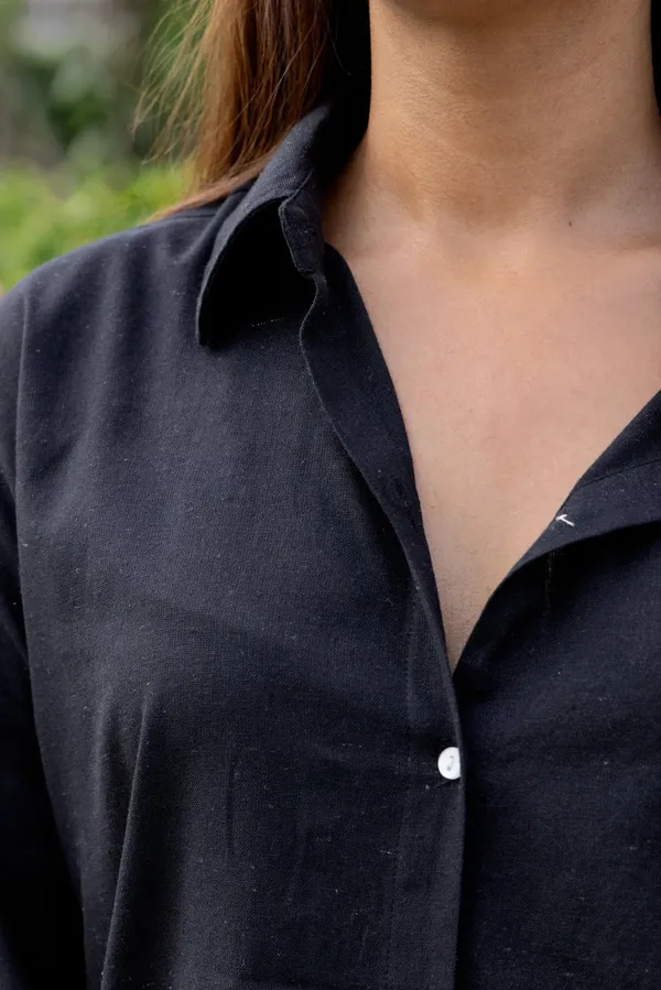 Black_Cotton_Shirt_&_Shorts_Set_For_Women