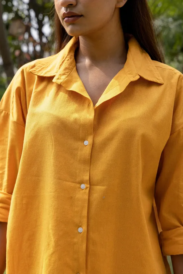 Yellow_Cotton_Shirt_&_Shorts_Set_For_Women