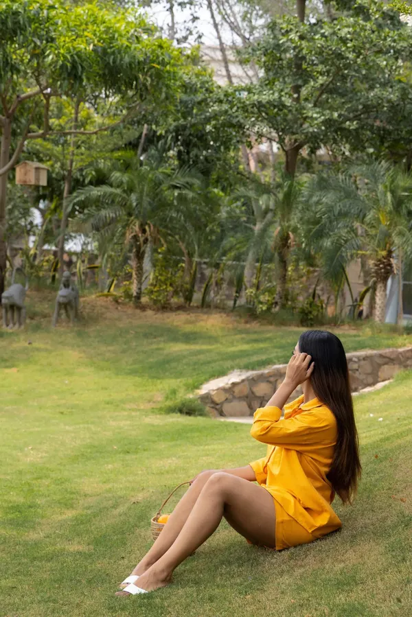 Yellow_Cotton_Shirt_&_Shorts_Set_For_Women