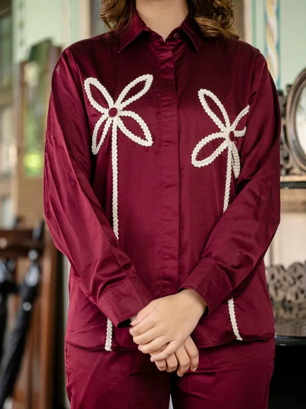 Wine_Cotton_Co-Ord_Set_For_Women