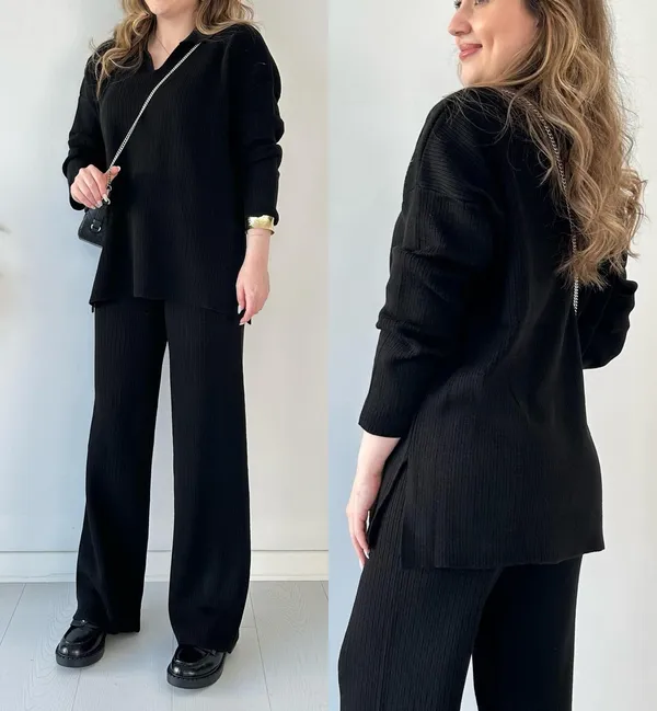 Black_Cotton_V-Neck_Co-Ord_Set_For_Women