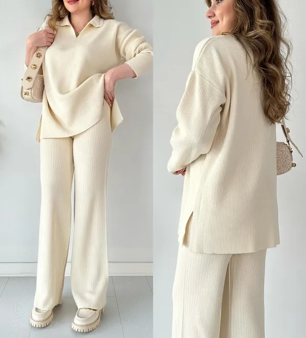 Beige_Cotton_V-Neck_Co-Ord_Set_For_Women