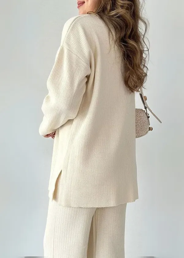 Beige_Cotton_V-Neck_Co-Ord_Set_For_Women