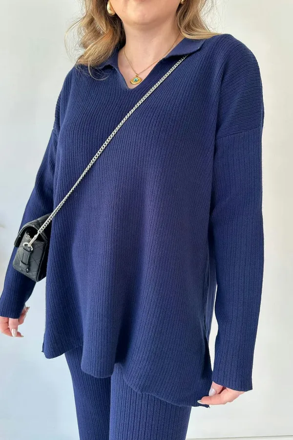 Navy_Blue_Cotton_V-Neck_Co-Ord_Set_For_Women