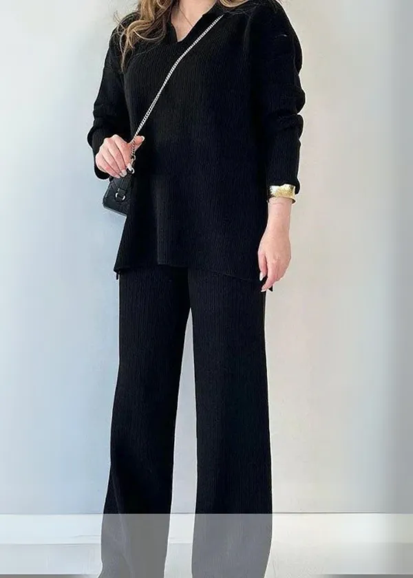 Black_Cotton_V-Neck_Co-Ord_Set_For_Women