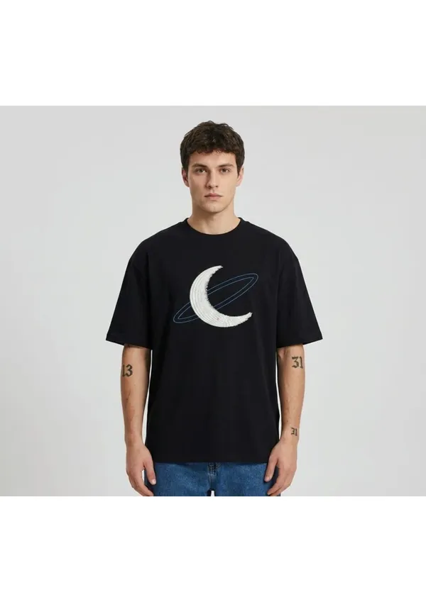 Black_Cotton_Premium_Moon_Embroidery_Half_Sleeve_Oversize_T-Shirt_For_Men