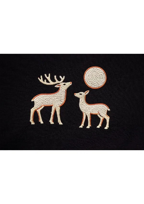 Black_Cotton_Premium_Deer_Embroidery_Half_Sleeve_Oversize_T-Shirt_For_Men