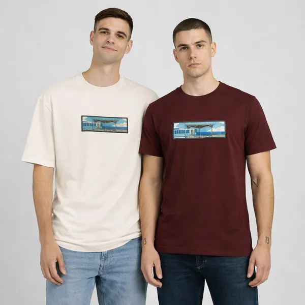 Maroon_And_Off_White_Cotton_Premium_Train_station_Embroidery_Half_Sleeve_Oversize_T-shirt_For_Men_Combo_Pack_Of_2