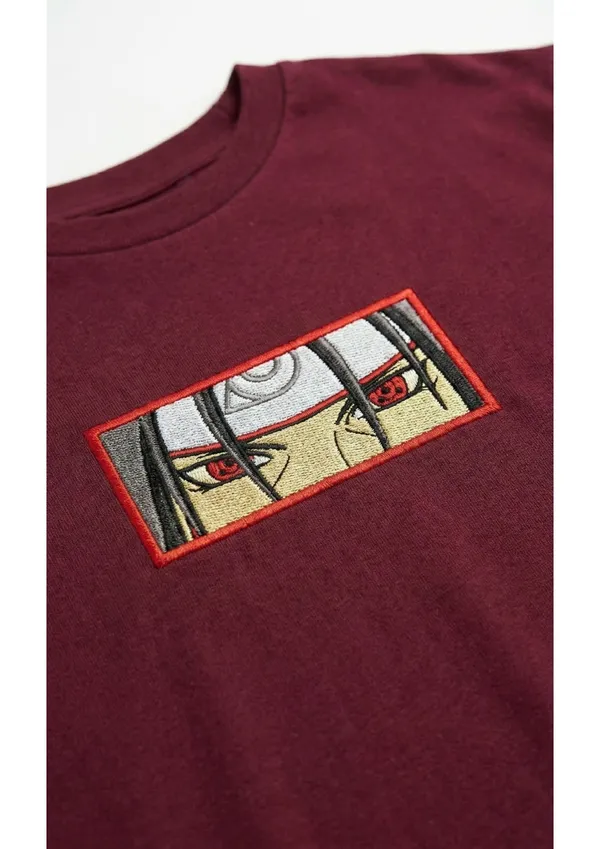 Maroon_Cotton_Premium_Anime_Embroidery_Half_Sleeve_Oversize_T-shirt_For_Men