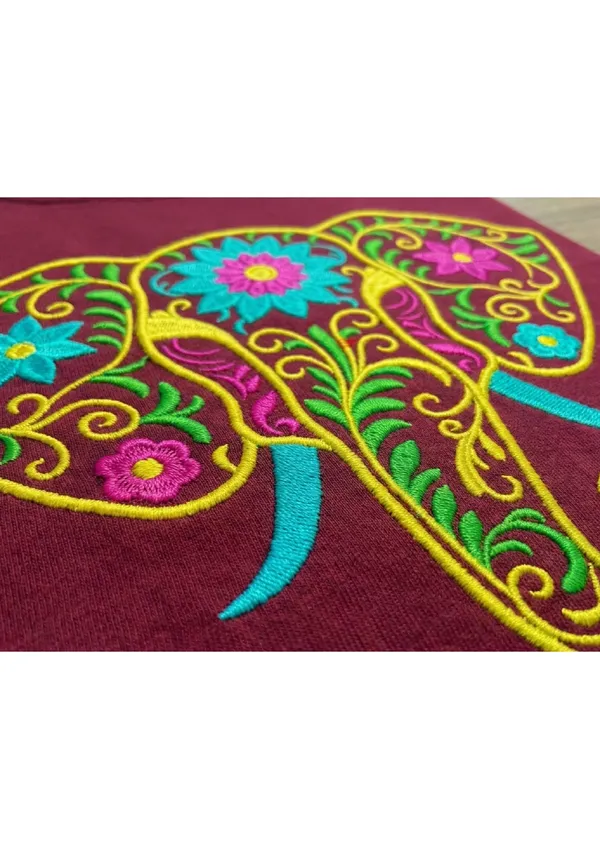 Maroon_Cotton_Premium_Elephant_Embroidery_Half_Sleeve_Oversize_T-shirt_For_Men