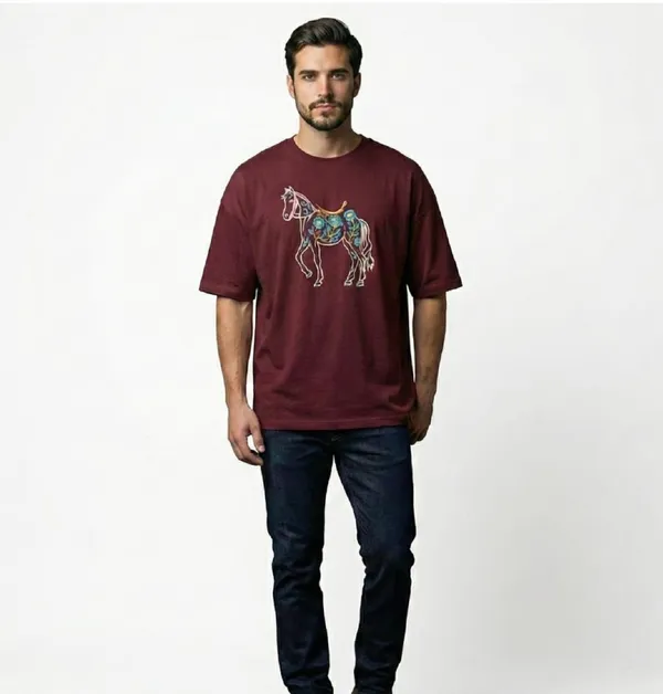 Black_And_Maroon_Cotton_Premium_Moon_Embroidery_Half_Sleeve_Oversize_T-Shirt_For_Men_Combo_Pack_Of_2