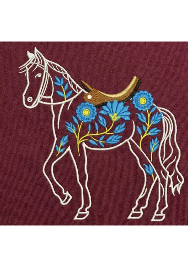 Maroon_Cotton_Premium_Horse_Embroidery_Half_Sleeve_Oversize_T-shirt_For_Men