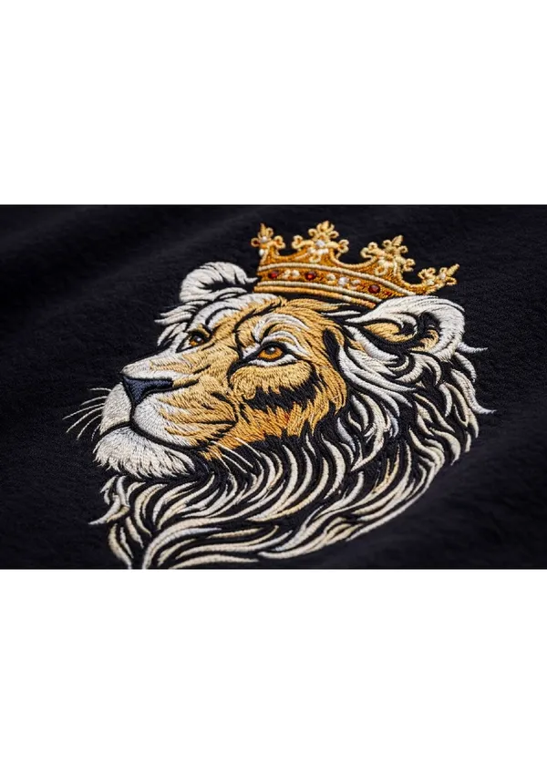 Black_Cotton_Premium_Lion_Embroidery_Half_Sleeve_Oversize_T-Shirt_For_Men