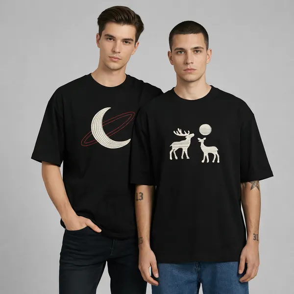 Black_And_Off_White_Cotton_Premium_Deer_Embroidery_Half_Sleeve_Oversize_T-Shirt_For_Men_Combo_Pack_Of_2