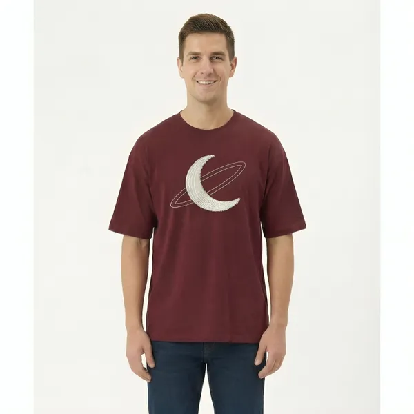 Maroon_Cotton_Premium_Moon_Embroidery_Half_Sleeve_Oversize_T-shirt_For_Men