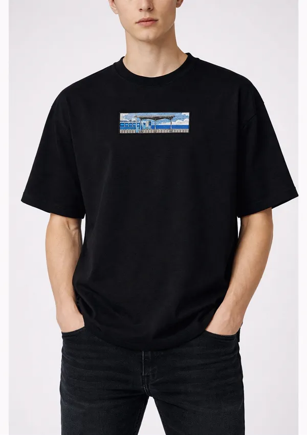 Black_Cotton_Premium_Train_Station_Embroidery_Half_Sleeve_Oversize_T-Shirt_For_Men