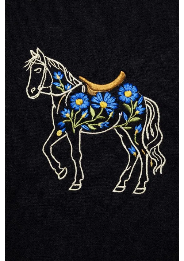 Black_Cotton_Premium_Horse_Embroidery_Half_Sleeve_Oversize_T-Shirt_For_Men