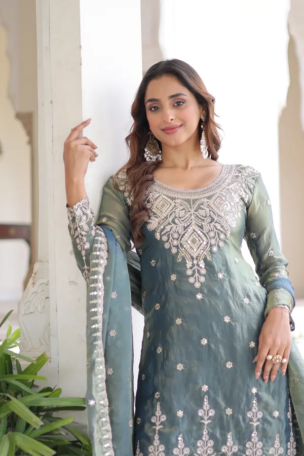 Smokey_Grey_Fendi_Silk_Coding_Sequins_Top-Sharara-Dupatta_Designer_Ensemble_For_Women