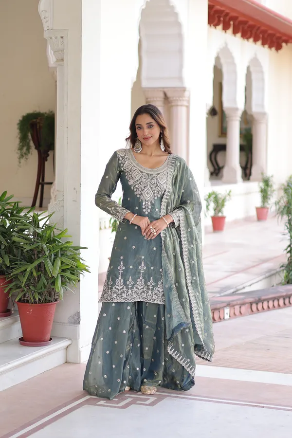 Smokey_Grey_Fendi_Silk_Coding_Sequins_Top-Sharara-Dupatta_Designer_Ensemble_For_Women