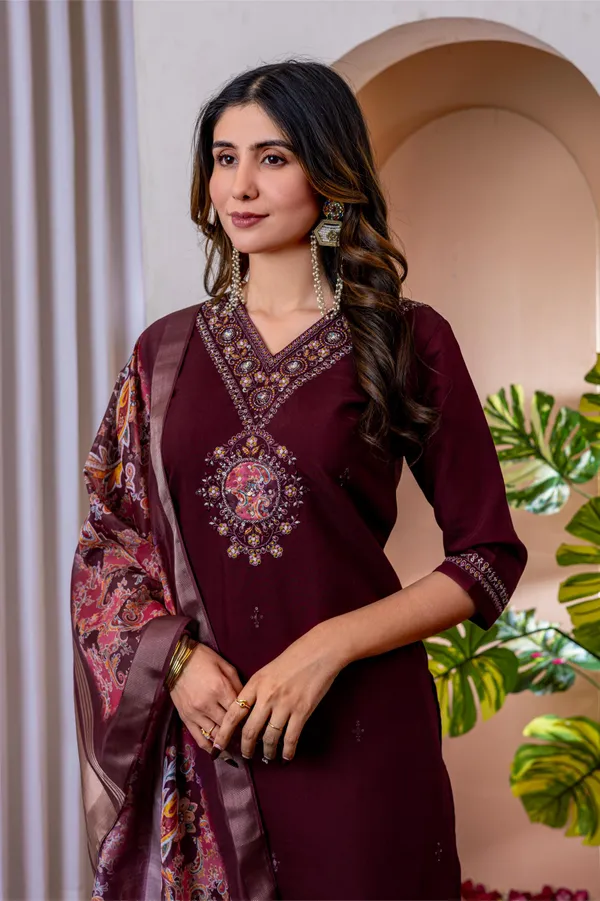 Marina_Viscose_Cotton_Heritage_Straight_Kurti_Pant_Set_with_Chanderi_Dupatta