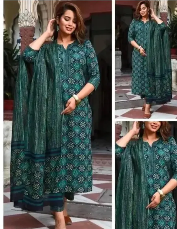 Women's_Rayon_Block_Print_Kurta_Pant_With_Dupatta_Set