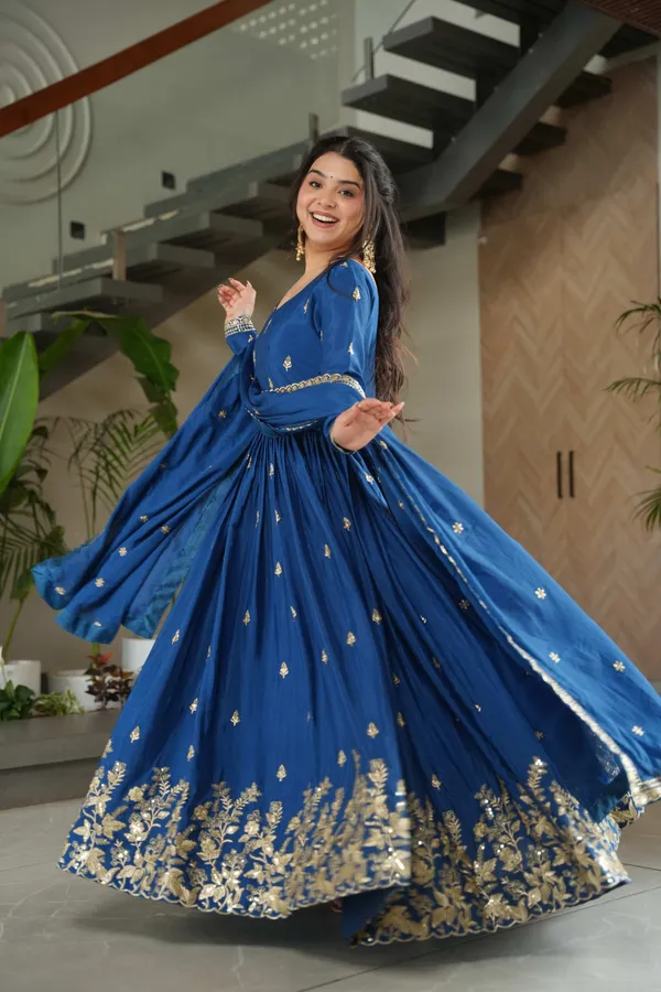 Blue_Chinnon_Silk_Embroidered_Festive_Gown_With_Sequins_Work_&_Dupatta_For_Women