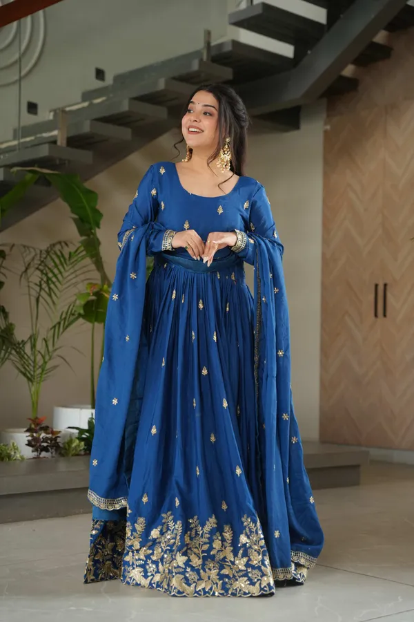 Blue_Chinnon_Silk_Embroidered_Festive_Gown_With_Sequins_Work_&_Dupatta_For_Women