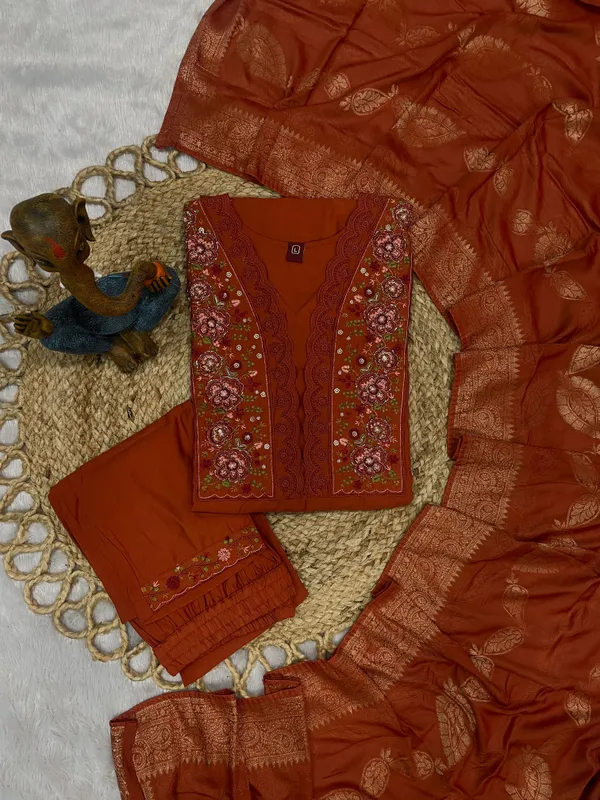 Elegant_Designer_Festive_Kurti_Pant_Dupatta_Set_Premium_Roman_Cotton_with_Multi_Embroidery,_Sequins_&_Hand_Work
