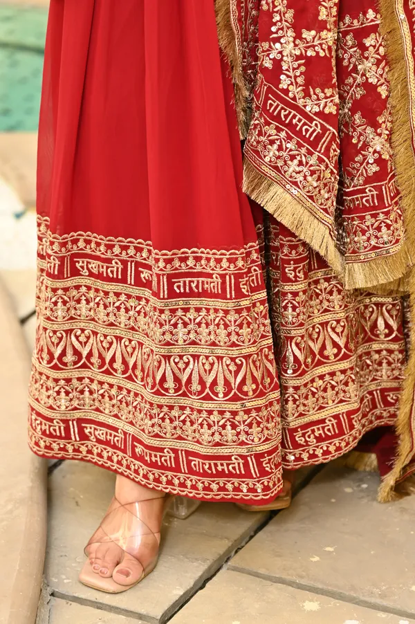 Red_V-Neck_Faux_Blooming_Evening_Gown_With_Zari_Sequins_Embroidery_&_Dupatta_For_Women