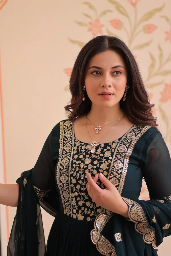 Rama_Classic_Faux_Blooming_Half-Sleeve_Gown_With_Zari_Sequins_Work_&_Dupatta_For_Women