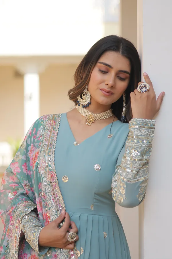 Sky_Blue_Faux_Georgette_With_Embroidery_Zari_Sequins-Work_For_Women