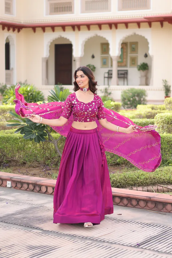 Wine_Berry_Fendi_Silk_Lehenga_Choli_With_Rich_Sequins_Embroidery_&_Lace_Dupatta_For_Women
