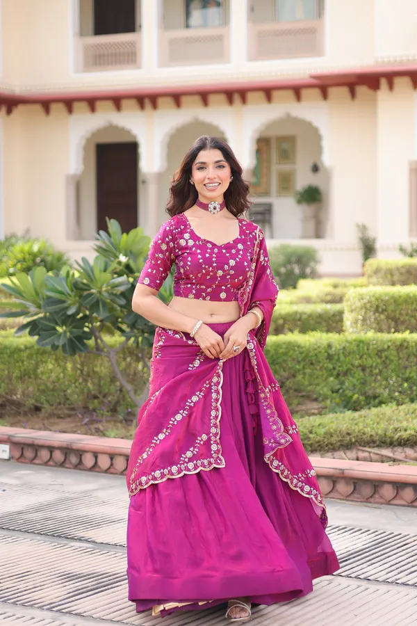 Wine_Berry_Fendi_Silk_Lehenga_Choli_With_Rich_Sequins_Embroidery_&_Lace_Dupatta_For_Women