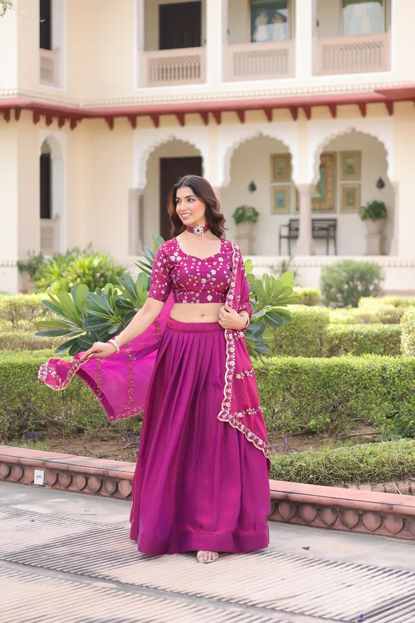 Wine_Berry_Fendi_Silk_Lehenga_Choli_With_Rich_Sequins_Embroidery_&_Lace_Dupatta_For_Women