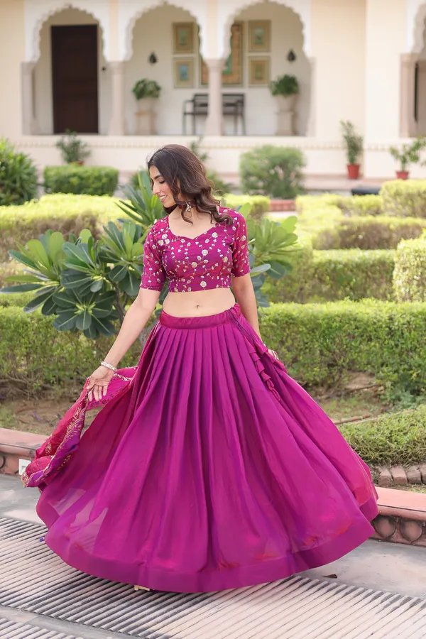 Wine_Berry_Fendi_Silk_Lehenga_Choli_With_Rich_Sequins_Embroidery_&_Lace_Dupatta_For_Women