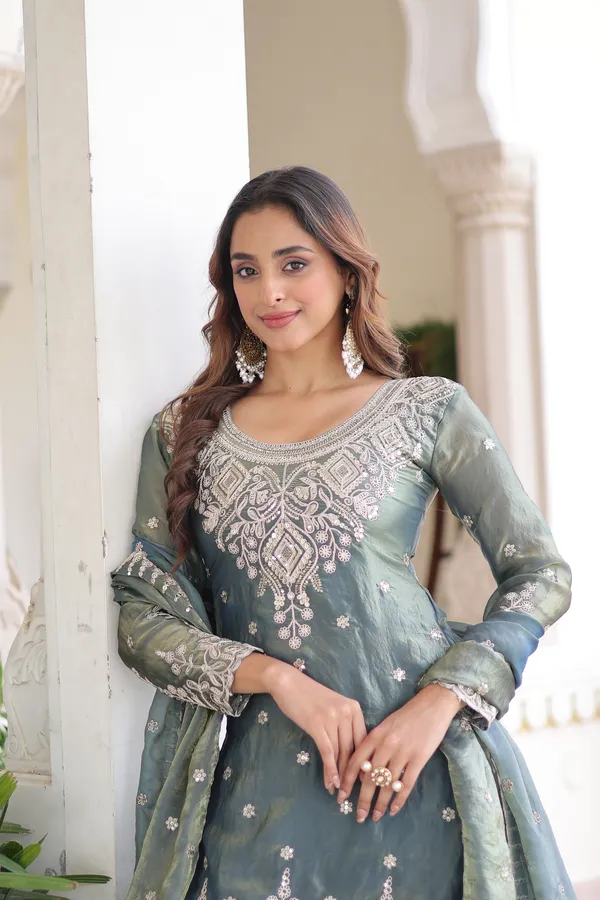 Smokey_Grey_Fendi_Silk_Coding_Sequins_Top-Sharara-Dupatta_Designer_Ensemble_For_Women