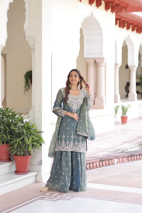Smokey_Grey_Fendi_Silk_Coding_Sequins_Top-Sharara-Dupatta_Designer_Ensemble_For_Women