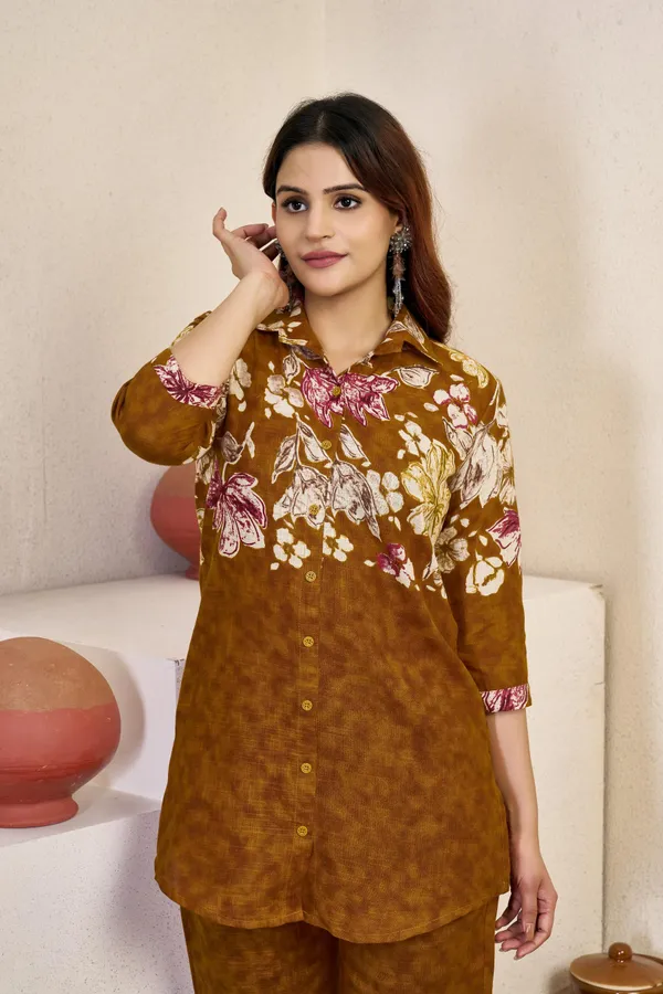 Festive_Cotton_Co-ord_Set_–_V-Neck_A-Line_Top_&_Printed_Pants