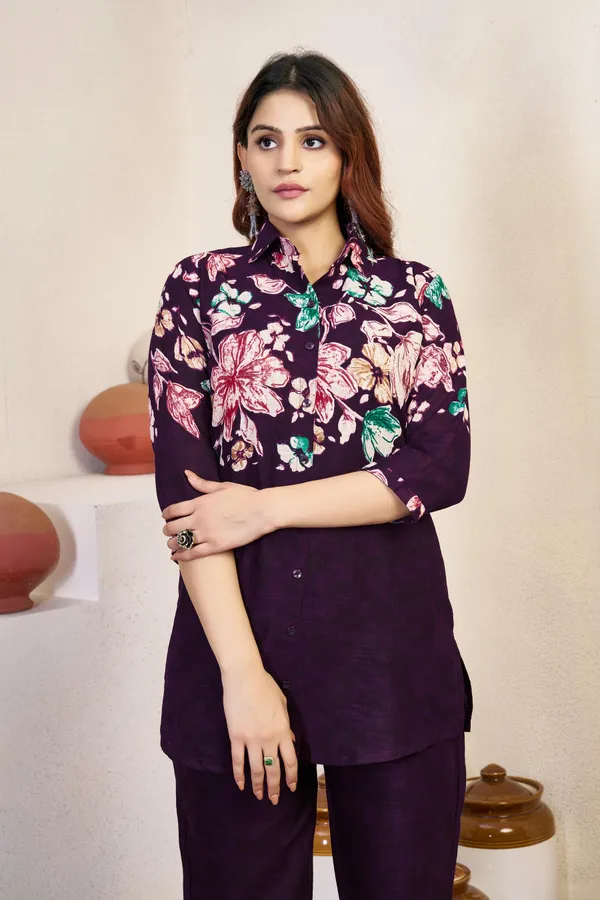 Festive_Cotton_Co-ord_Set_–_V-Neck_A-Line_Top_&_Printed_Pants